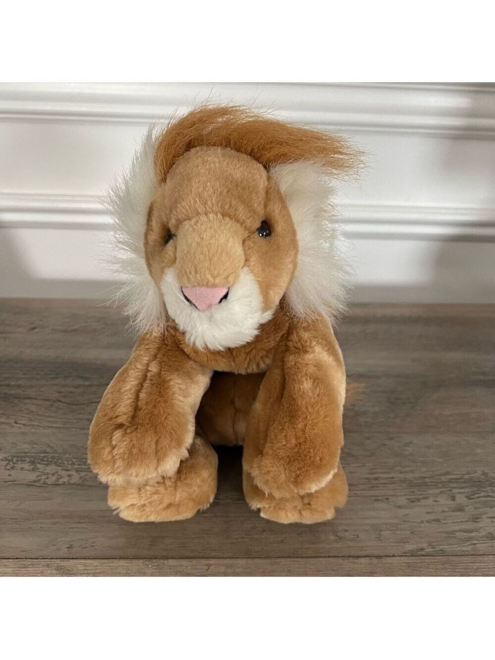 Vintage DGE Corp Plush Stuffed Lion with Mane Laying Down